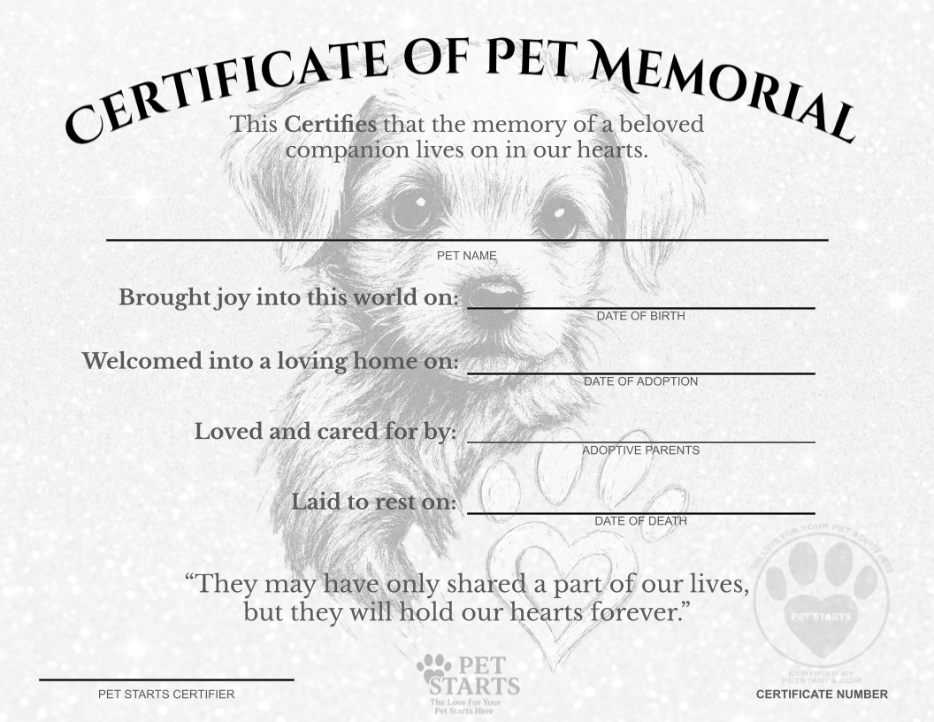 Faithful Heart – Certificate of Pet Memorial (Dog Edition)
